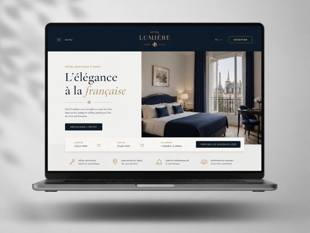 Maquette du site web de l'Hôtel Lumière