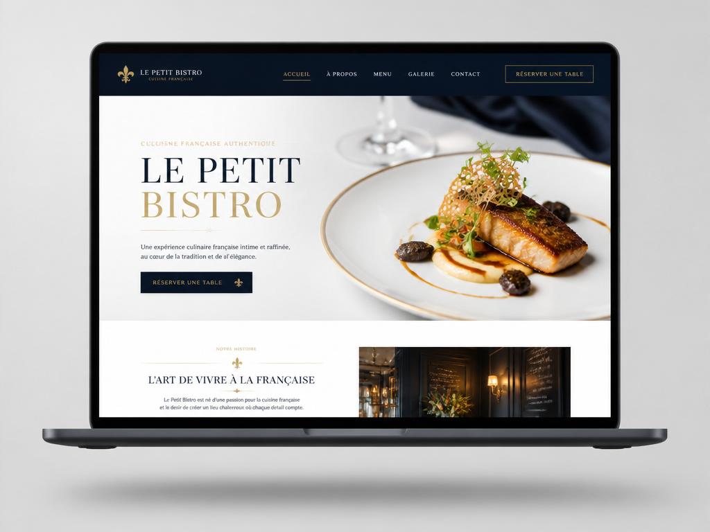 Maquette du site web du restaurant Le Petit Bistro