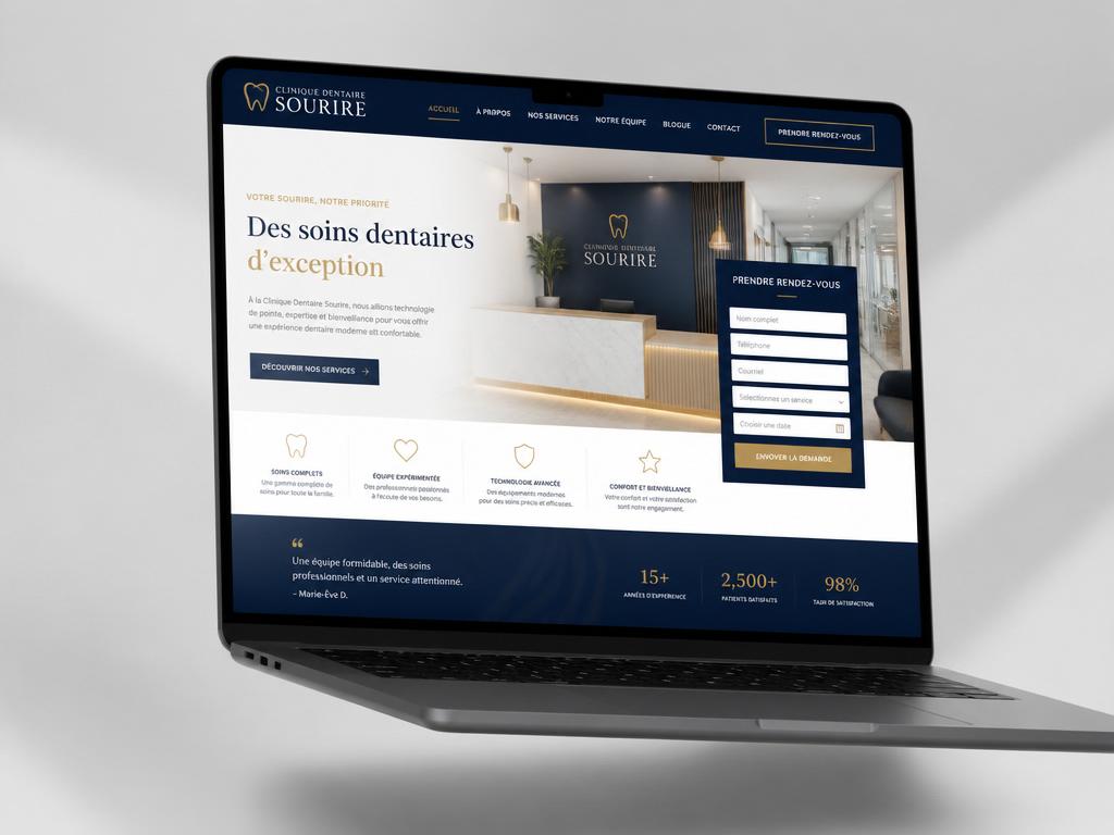 Maquette du site web de la Clinique Sourire
